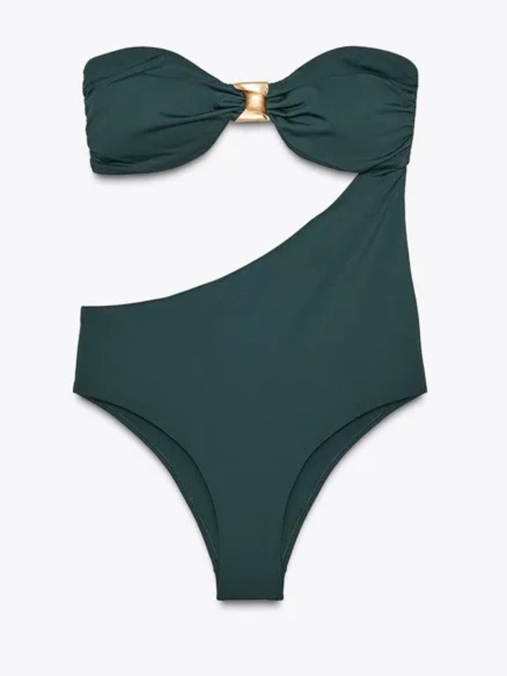 Zara Bandeau Intense Green Swimsuit With Cutouts And Metal Detail 0167/011/540 - Picture 6 of 12